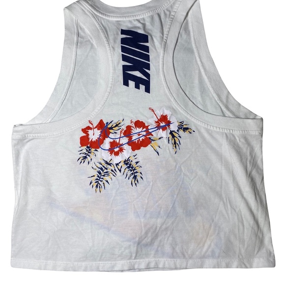 Nike‎ White Tank crop top with Vibrant Floral Logo - Picture 2 of 6